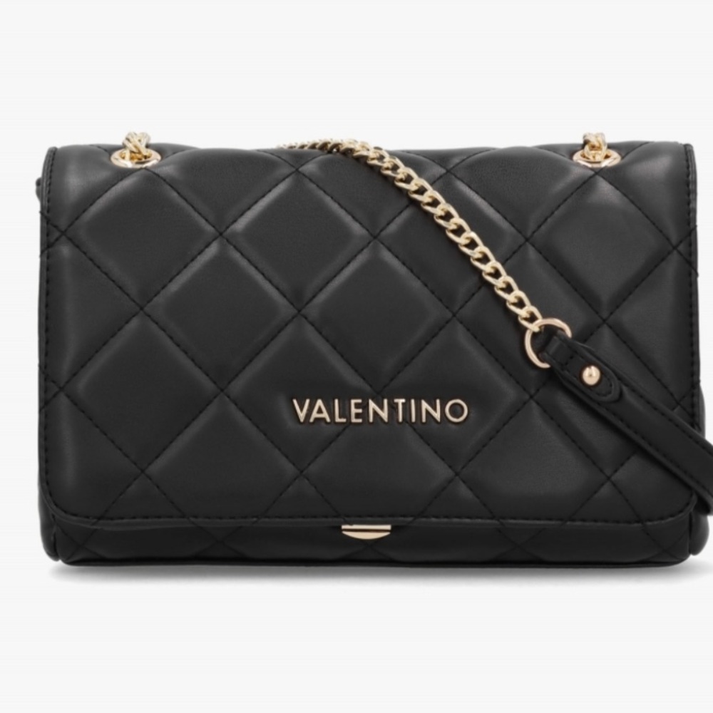 VALENTINO BAGSOcarina Relove Quilted Ecru Satchel Bag in Black